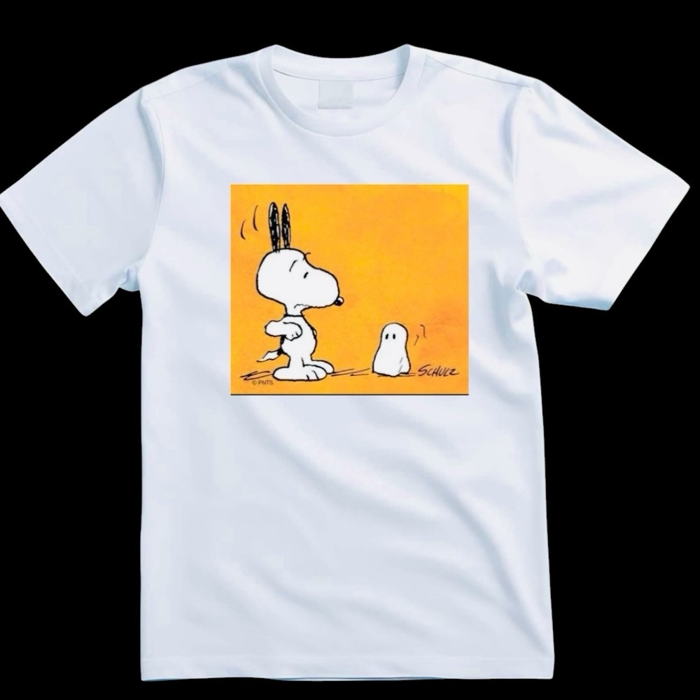 White T-Shirt with Snoopy Graphic
